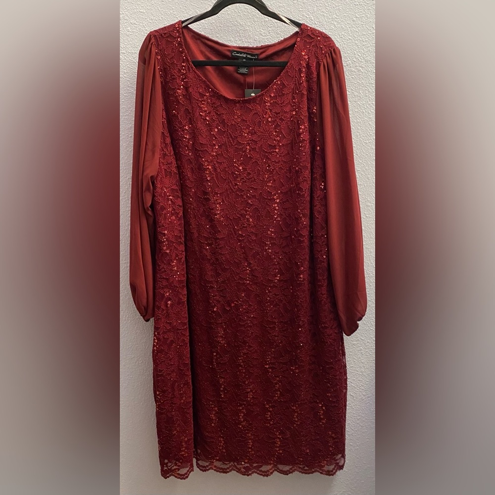 Candalite Women's Deep Maroon Midi Dress Size 3X